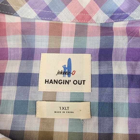 Johnnie-O Shirt Mens XLT Pastel Plaid Button Down Long Sleeve Embroidered Logo - Picture 4 of 9